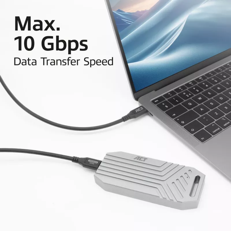 Καλώδιο USB Type-C ACT AC7442 2m 10Gbps 60W μαύρο