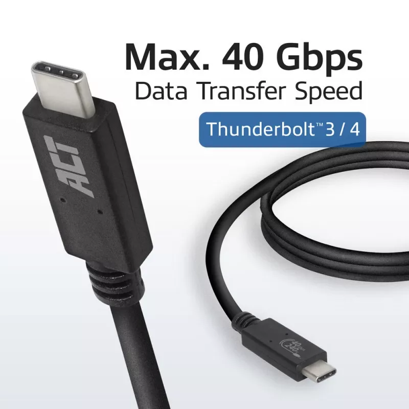 Καλώδιο ACT USB4® 40Gbps 240W USB Type-C®, USB-IF πιστοποιημένο, 0,8 μέτρα