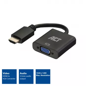 Αντάπτορας ACT 0,15 μέτρα, HDMI-A αρσενικό σε VGA θηλυκή, με ήχο