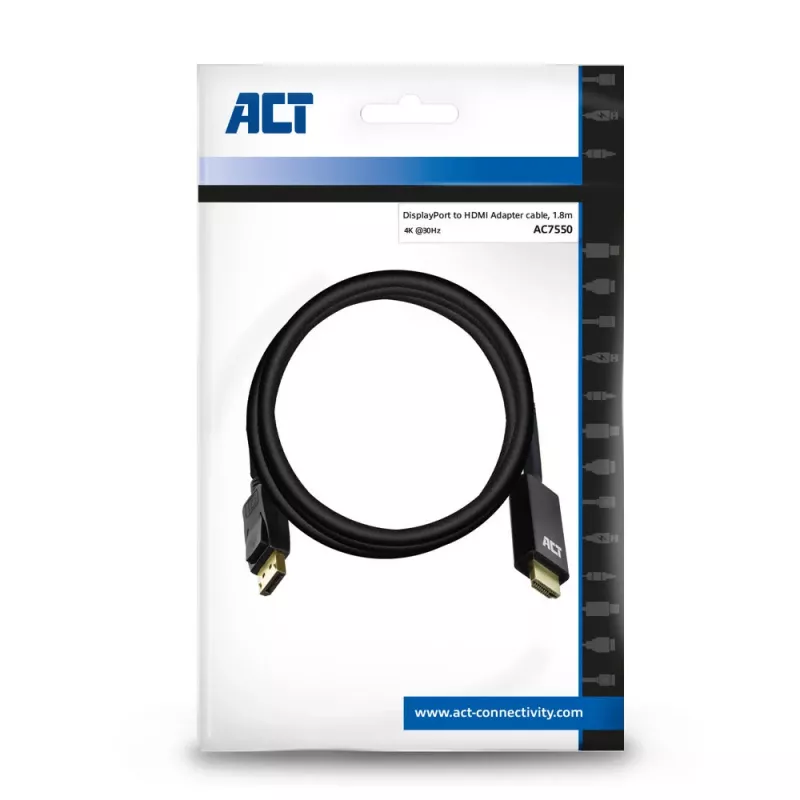 Καλώδιο αντάπτορας DisplayPort σε HDMI ACT AC7550 1,8 m