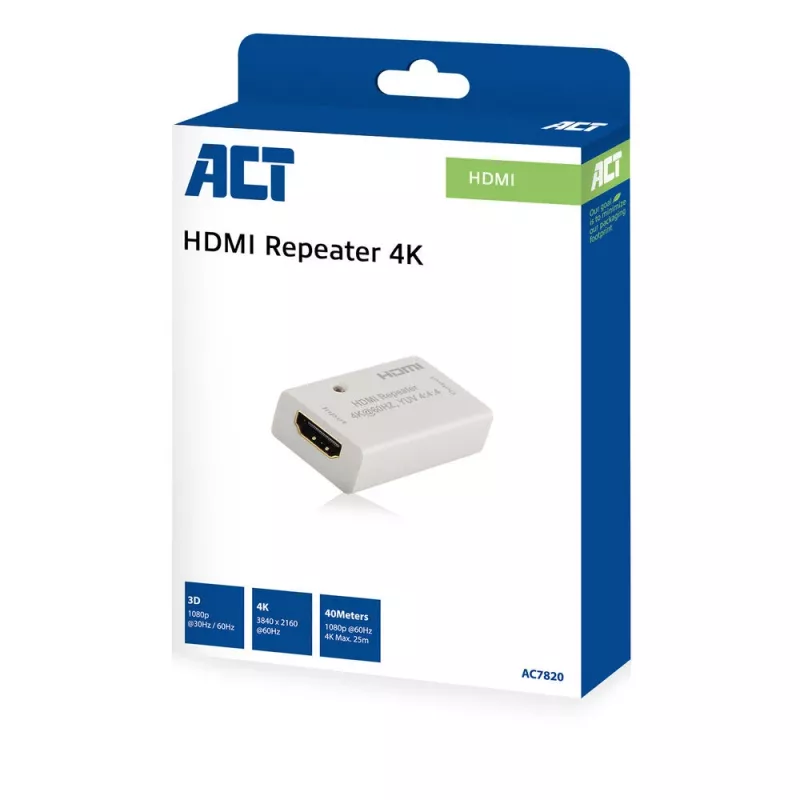 Επαναλήπτης AV ACT AC7820 HDMI Repeater έως 40 μέτρα υποστήριξη 4K