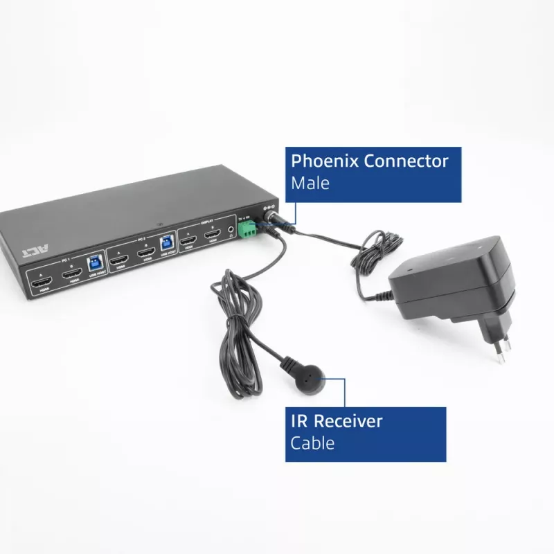 Διακόπτης KVM ACT 2 θυρών Dual HDMI 4K@60Hz, USB 3.2 Gen1 (USB 3.0)