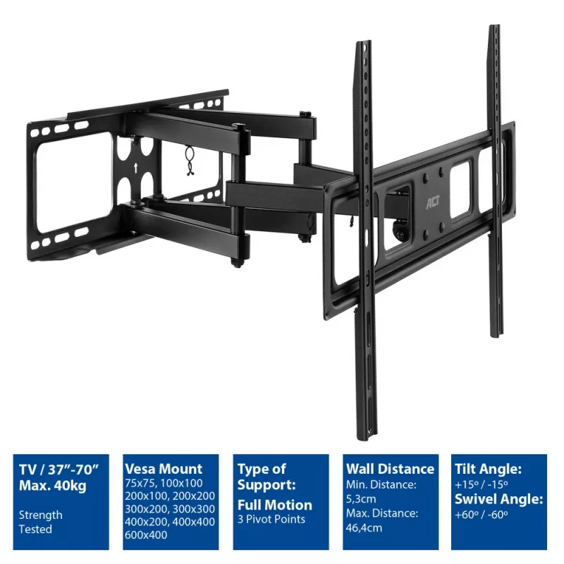 ACT Full-Motion βάση στήριξης TV τοίχου 37 inch έως 70 inch VESA 40 kg