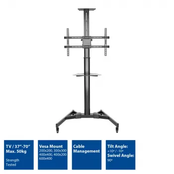 Βάση στήριξης TV ACT AC8370 μαύρο 70 inch αντοχή 50 kg VESA 200x200 έως 600x400