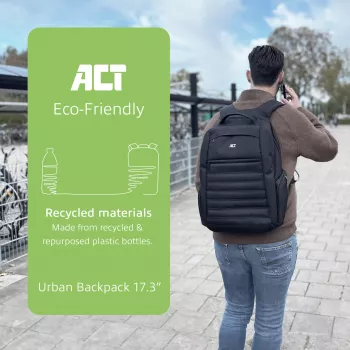 Σακίδιο laptop ACT Urban 17,3 inch από ανακυκλωμένα πλαστικά μπουκάλια
