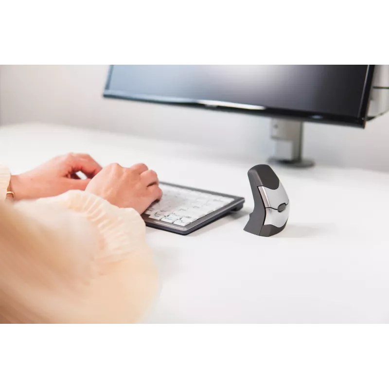 BakkerElkhuizen DXT 2 Precision Mouse Wireless, αμφίχειρο, κάθετο σχεδιασμό, laser, RF Wireless + Bluetooth, 2000 DPI, μαύρο, γκρι