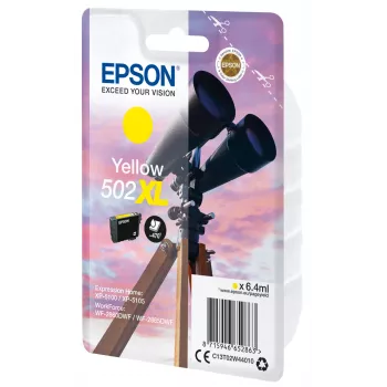 Epson ατομική συσκευασία κίτρινο 502XL μελάνη, υψηλή (XL) απόδοση, κίτρινο, χρωστική μελάνη, 6,4 ml, 1 τεμάχιο, 470 σελίδες