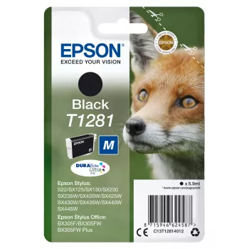 Epson Fox Singlepack μαύρο T1281 DURABrite Ultra μελάνη, μαύρο, χρωστική μελάνη, 5,9 ml, 1 τεμάχιο