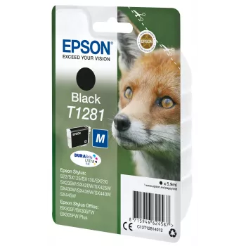 Epson Fox Singlepack μαύρο T1281 DURABrite Ultra μελάνη, μαύρο, χρωστική μελάνη, 5,9 ml, 1 τεμάχιο