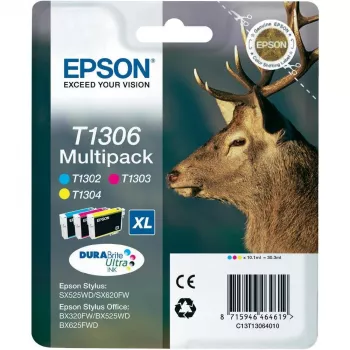 Epson Stag Multipack 3 χρωμάτων T1306 DURABrite Ultra μελάνι, cyan, magenta, κίτρινο, μελάνι pigment, 1 τεμ., πολλαπλή συσκευασία