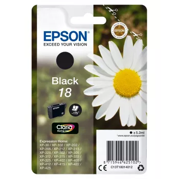 Epson Daisy μεμονωμένη συσκευασία μαύρο 18 Claria Home μελάνι, μαύρο, μελάνι pigment, 5,2 ml, 1 τεμ., 175 σελίδες