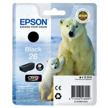 Epson Polar bear μεμονωμένη συσκευασία μαύρο 26 Claria Premium μελάνι, μαύρο, μελάνι με βάση pigment, 1 τεμ.