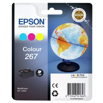 Epson Globe μεμονωμένη συσκευασία έγχρωμο μελάνι 267, cyan, magenta, κίτρινο, μελάνι pigment, 6,7 ml, 1 τεμ., 200 σελίδες