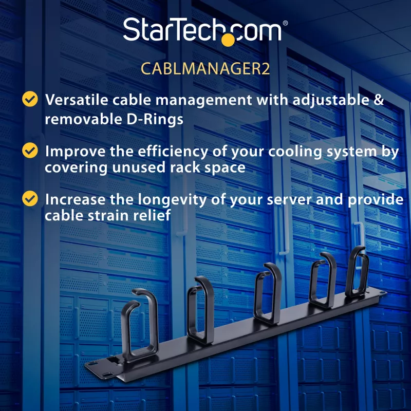 StarTech.com 1U 19 ίντσες Μεταλλικό Πάνελ Διαχείρισης Καλωδίων Rackmount