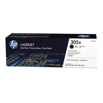 HP 305X Συσκευαία 2 τεμ. High Yield Μαύρα Γνήσια δοχεία τόνερ LaserJet