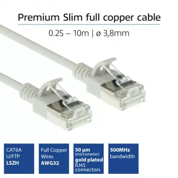 ACT Γκρι 1 Μέτρο LSZH U/FTP CAT6A Καλώδιο Patch Slimline κέντρου δεδομένων χωρίς προεξοχή με βύσματα RJ45