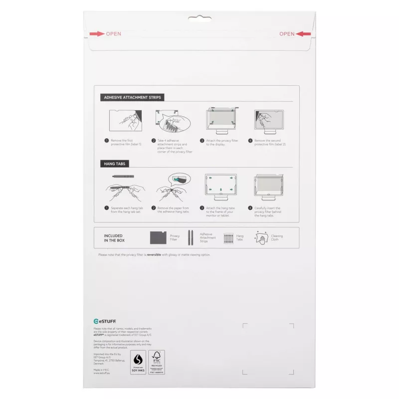 eSTUFF GLBB38894376 Φίλτρο απορρήτου οθόνης 96,5 cm (38 ίντσες) για οθόνη χωρίς πλαίσιο