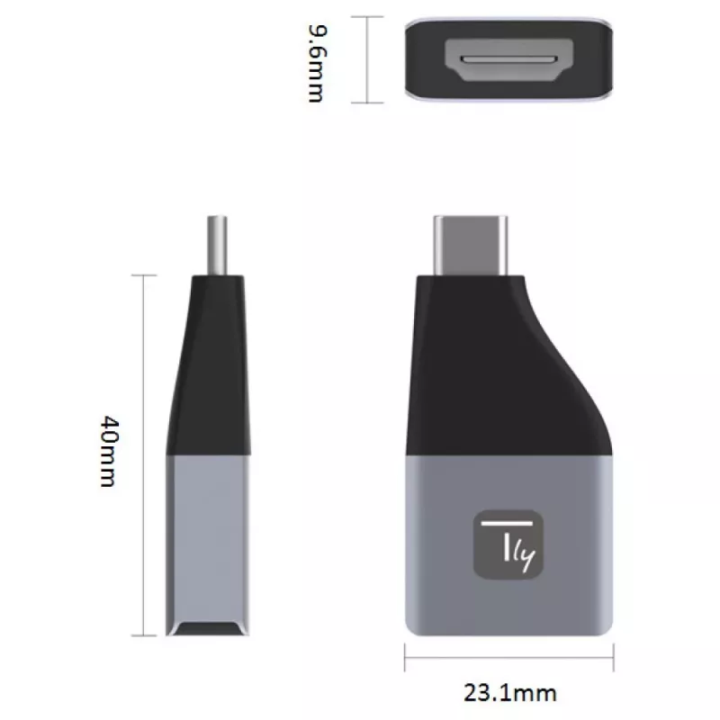 Techly IADAP-USBC-HDMI4K αντάπτορας USB-C σε HDMI, USB-C αρσενικό 24 ακίδων σε HDMI θηλυκό, 4K (3840 x 2160), μαύρο, ασημί