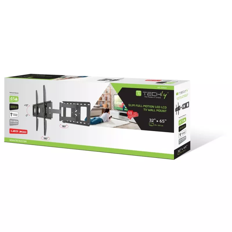 Techly ICA-PLB 148L βάση τοίχου TV 165,1 cm (65 ίντσες) μαύρο