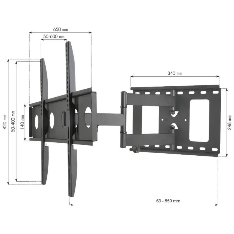 Techly ICA-PLB 148L βάση τοίχου TV 165,1 cm (65 ίντσες) μαύρο