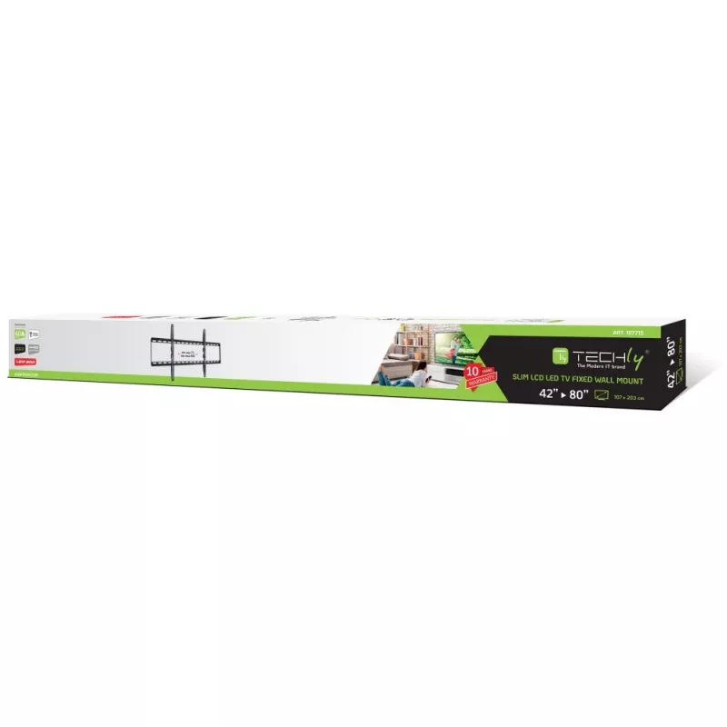 Techly ICA-PLB 162XL βάση τοίχου TV 2,03 m (80 ίντσες) μαύρο