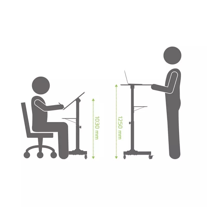 Techly ICA-TB TPM-1BK Καθολικό καρότσι φορητού υπολογιστή/προβολέα, 103-125 cm, μαύρο