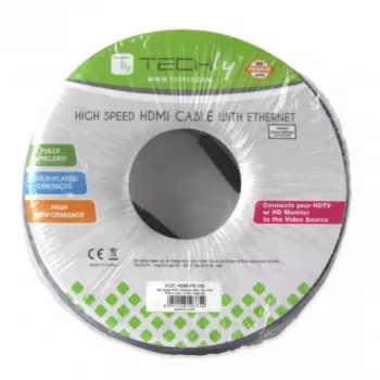Techly 25m Καλώδιο High Speed HDMI γωνιακό αρσενικό/αρσενικό ICOC HDMI-A-250, 25 m, HDMI Type-A (Standard), HDMI Type-A (Standard), 4096 x 2160 Pixel, 3D, μαύρο