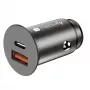 Techly μίνι φορτιστής αυτοκινήτου USB-A και USB-C Quick Charge 3.0 38W σε μαύρο μέταλλο