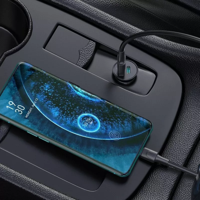 Techly μίνι φορτιστής αυτοκινήτου USB-A και USB-C Quick Charge 3.0 38W σε μαύρο μέταλλο