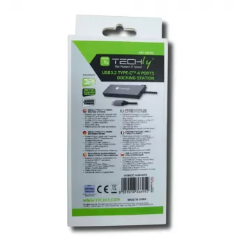 Techly IUSB32C-HUB4HPD σταθμός σύνδεσης φορητού υπολογιστή/πολλαπλασιαστής θυρών ενσύρματος USB 3.2 Gen 2 (3.1 Gen 2) Type-C γκρι