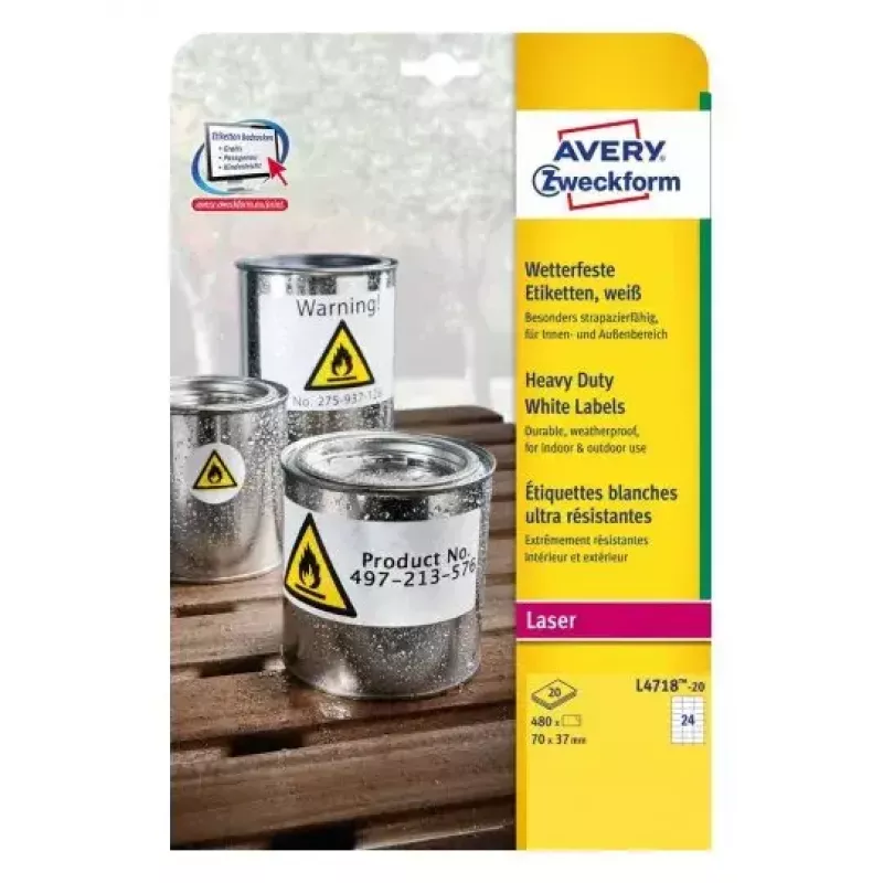 Αυτοκόλλητες ετικέτες AVERY L4718REV-20