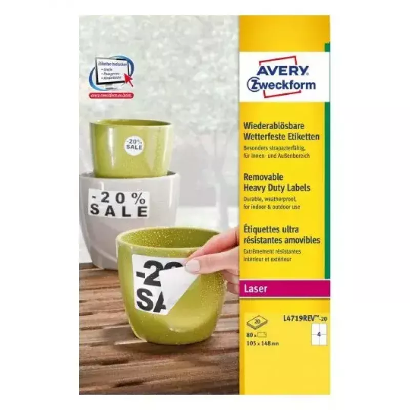 Αυτοκόλλητη ετικέτα για εκτυπωτή Avery L4719REV-20