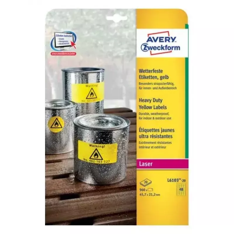 Αυτοκόλλητη ετικέτα ορθογώνια Avery L6103-20