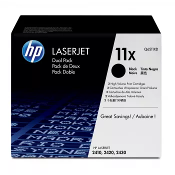HP 11X Συσκευασία 2 τεμ. Υψηλής απόδοσης Μαύρο Γνήσια Τόνερ LaserJet Τόνερ 2 τεμάχια