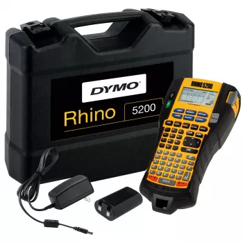 DYMO RHINO 5200 Βιομηχανικός εκτυπωτής ετικετών | Συσκευή σήμανσης με βαλίτσα | Πλήκτρα γρήγορης πρόσβασης εξοικονόμησης χρόνου | Εκτυπώνει γρήγορα | Ανθεκτικός εκτυπωτής ετικετών για εργοτάξια και απαιτητικές εργασίες σήμανσης | Βύσμα UK