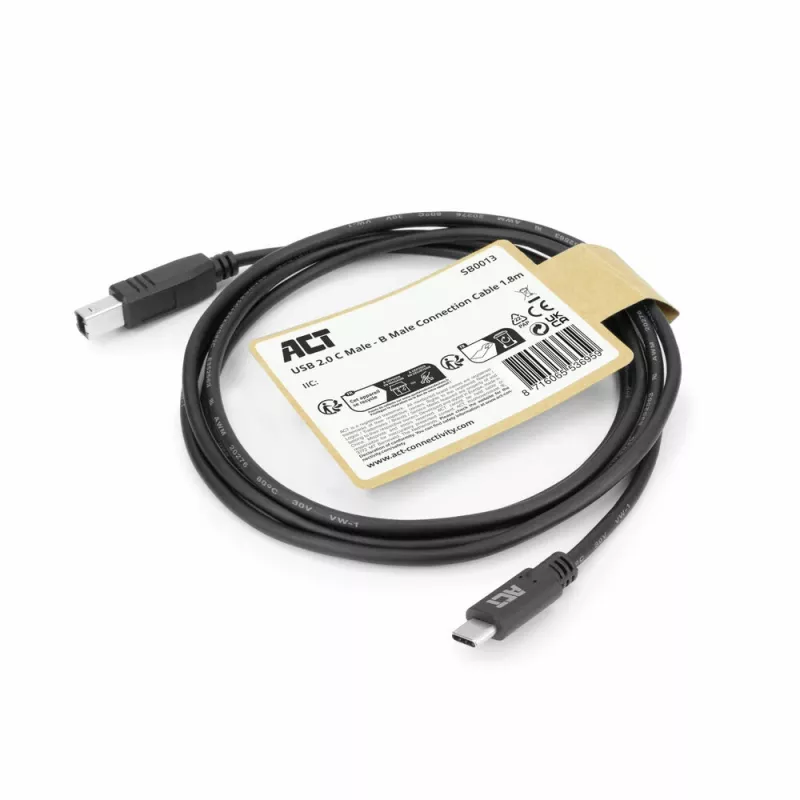 ACT Καλώδιο USB 2.0, USB-C σε USB-B, 1,8 μέτρα