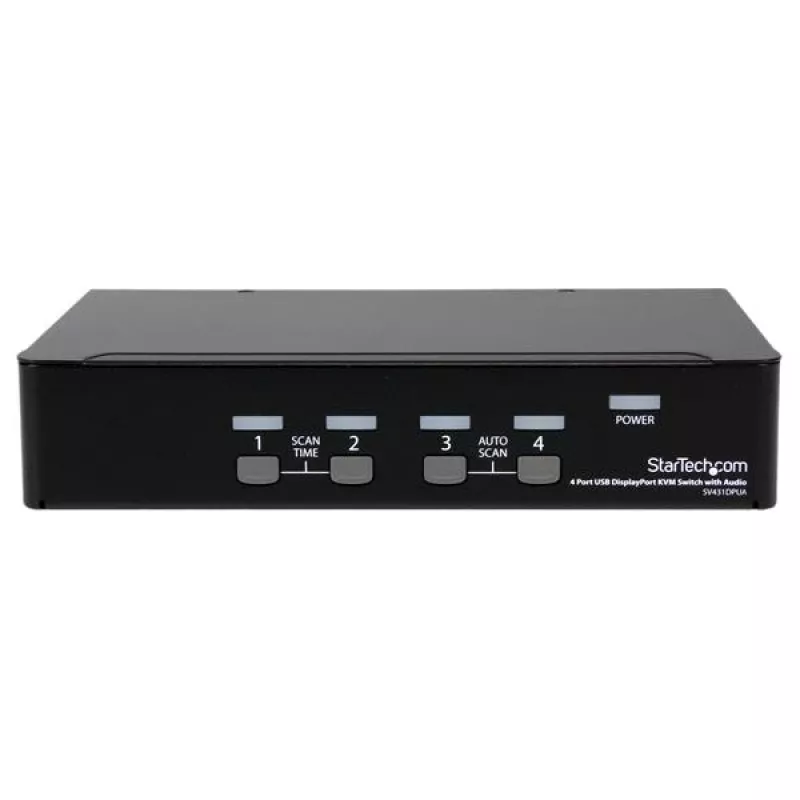 StarTech.com διακόπτης KVM USB DisplayPort 4 θυρών με ήχο, 3840 x 2400 pixel, μαύρο