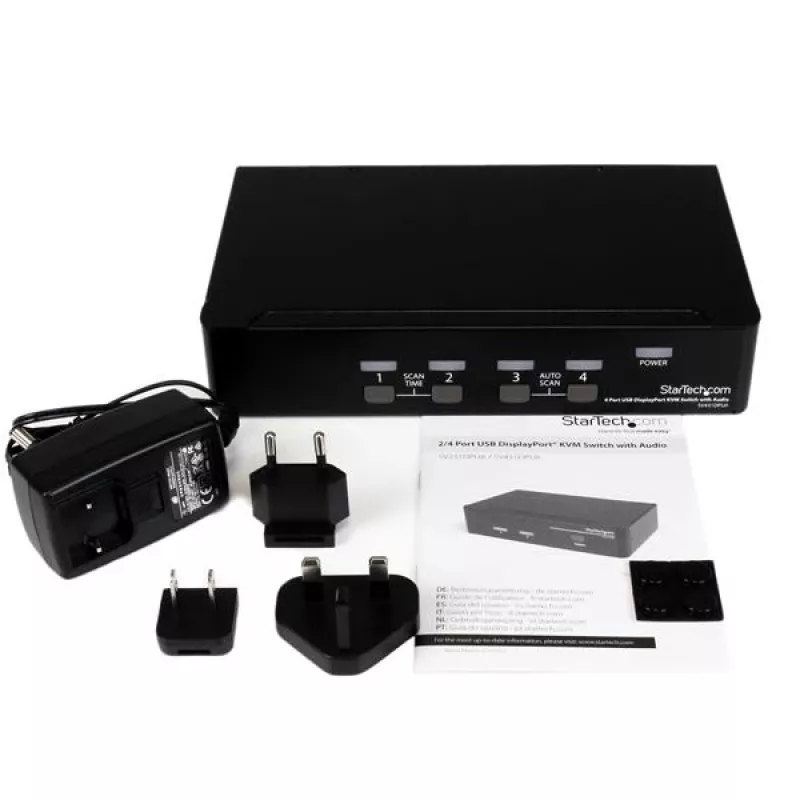StarTech.com διακόπτης KVM USB DisplayPort 4 θυρών με ήχο, 3840 x 2400 pixel, μαύρο