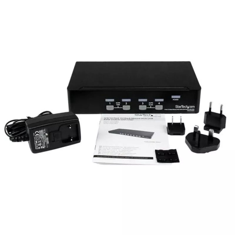 StarTech.com 4-Port 1HE Rackmount USB KVM Switch με OSD, 1920 x 1440 Pixel, Rack-Montage, 5,4 W, 1HE, μαύρο