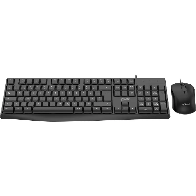 InLine Basic Desktop II, Σετ πληκτρολογίου-ποντικιού, Καλώδιο USB, Standard DE-Layout