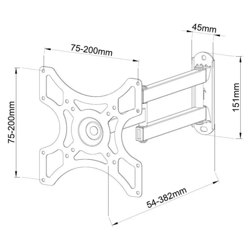 Techly Βάση τοίχου για LCD LED 19-37'' με κλίση 2 αρθρώσεις Μαύρο ICA-LCD 2923B