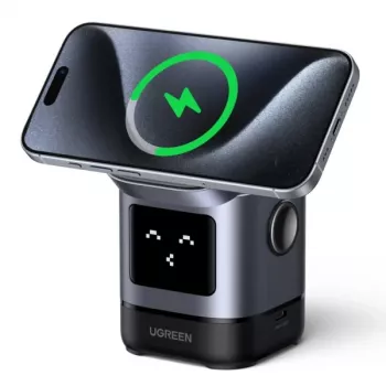 Φορτιστής UGREEN 45775 — ασύρματος γρήγορος φορτιστής AC για εσωτερικό χώρο, universal, 1× USB-C, μαύρο/γκρι