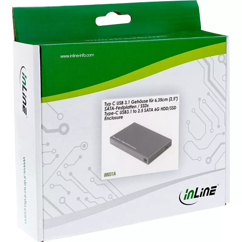 InLine Εξωτερική θήκη 2,5 ιντσών USB 3.1, για SATA HDD/SSD, με σύνδεση USB-C