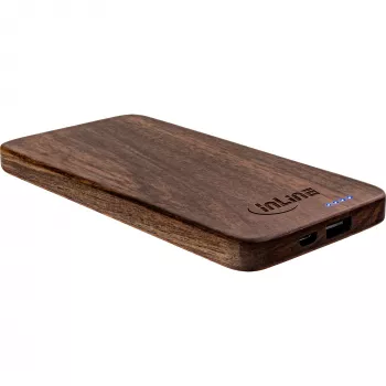 InLine woodplate, USB PowerBank 5.000mAh, με LED, Καρυδιά
