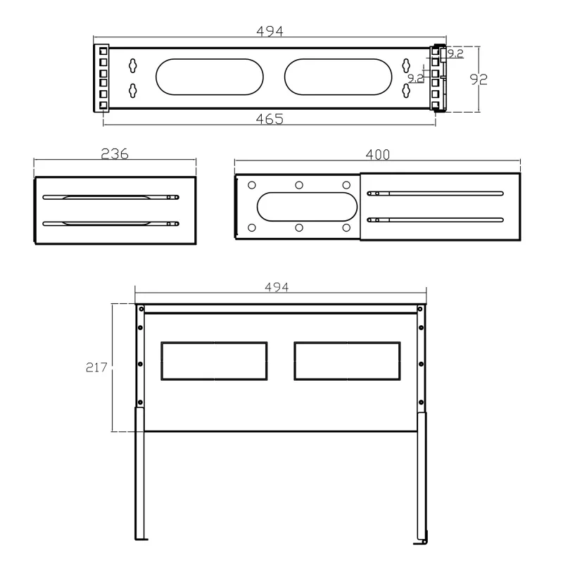 InLine 19 inch πτυσσόμενο rack, 2HE, βάθος 24–40 cm, με κάλυμμα, μαύρο