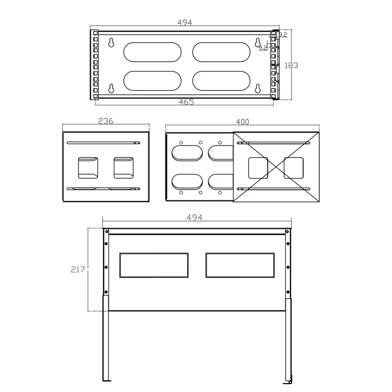 InLine 19 inch αναδιπλούμενο rack, 4HE, βάθος 24-40cm, με κάλυμμα, γκρι