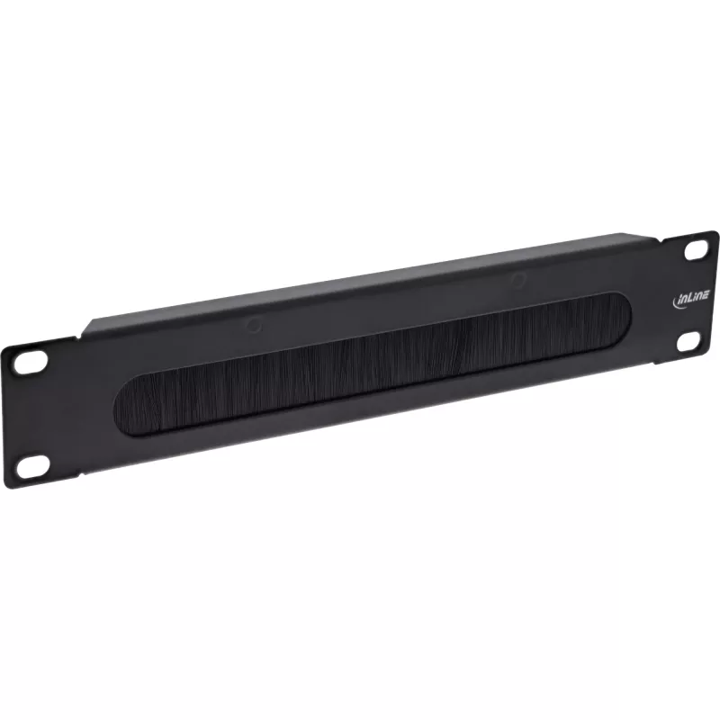 InLine 10 inch πλάκα διέλευσης καλωδίων με βούρτσα, 1HE, RAL 9005 μαύρο