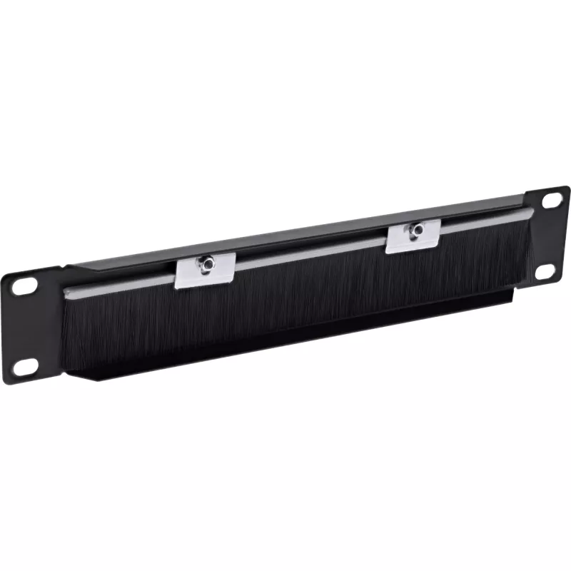 InLine 10 inch πλάκα διέλευσης καλωδίων με βούρτσα, 1HE, RAL 9005 μαύρο