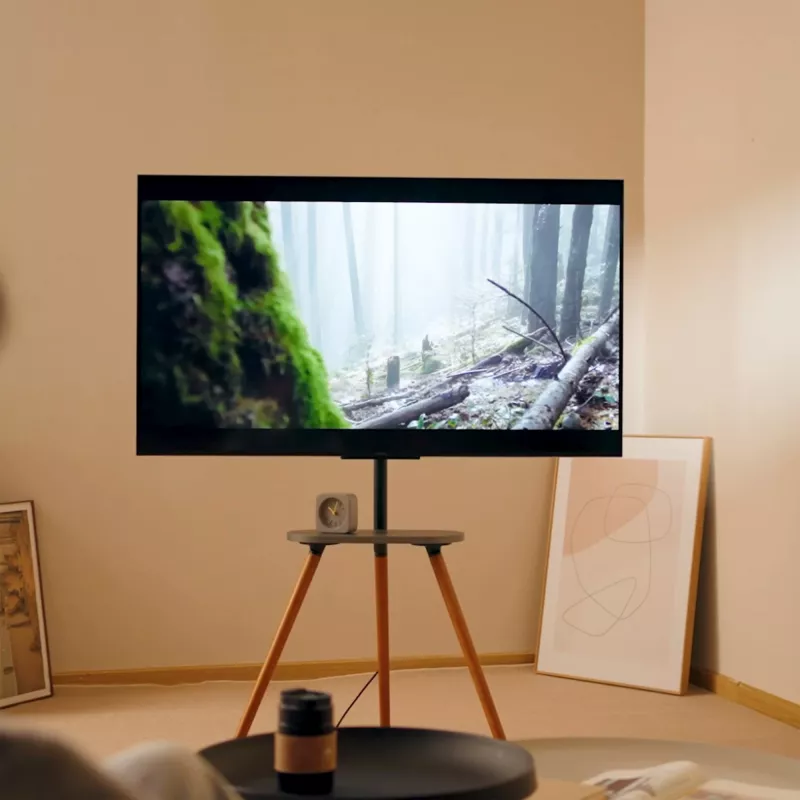 Βάση δαπέδου TV InLine 23133W για οθόνες 43–65 ίντσες με ράφι, ελεύθερος στηριγμός