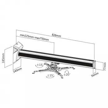 Βάση τοίχου για προβολέα InLine 23139A έως 16 kg